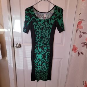 Green and Black Bodycon Dress